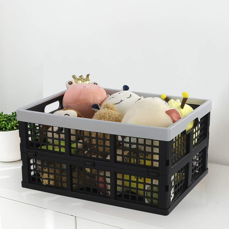 [Australia - AusPower] - Doryh 34 Quart Plastic Crates, Collapsible Storage Crates/Stackable Storage Container Basket, 2-Pack 