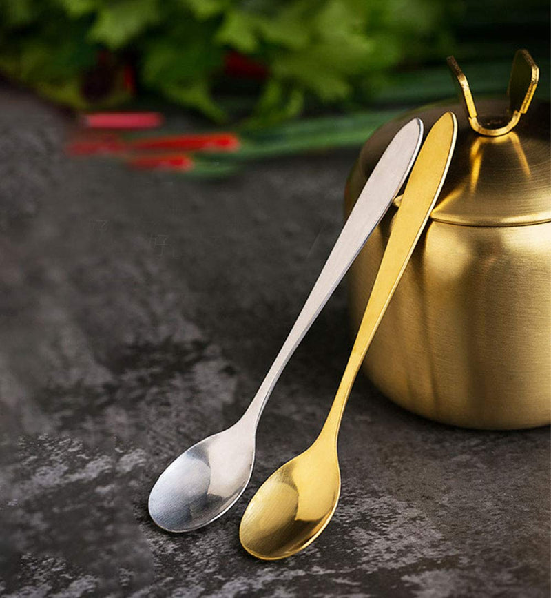 [Australia - AusPower] - Stainless Steel Sugar Bowl Spice Jar Storage Seasoning Pot with Lid Spoon Gold 