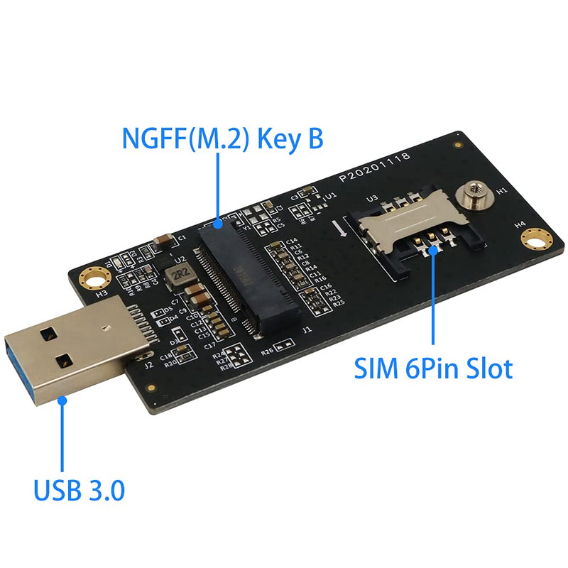 [Australia - AusPower] - NGFF(M.2) Key B to USB 3.0 Adapter with SIM 6pin Slot for WWAN/LTE Module 