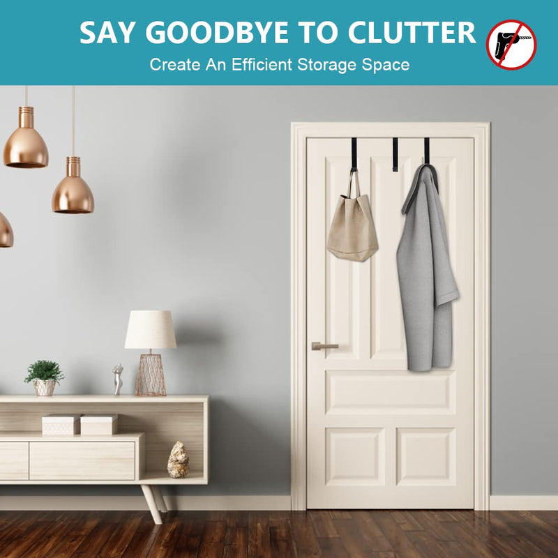 [Australia - AusPower] - Lindeza Over The Door Hooks 5 Pack Heavy Duty Over Door Hooks for Hanging, Reinforced 40LBs Metal Over Door Hangers Black Door Hooks Towel Hooks for Bedroom Bathroom, Fit 1-3/4 Door, with Sponge Pads 