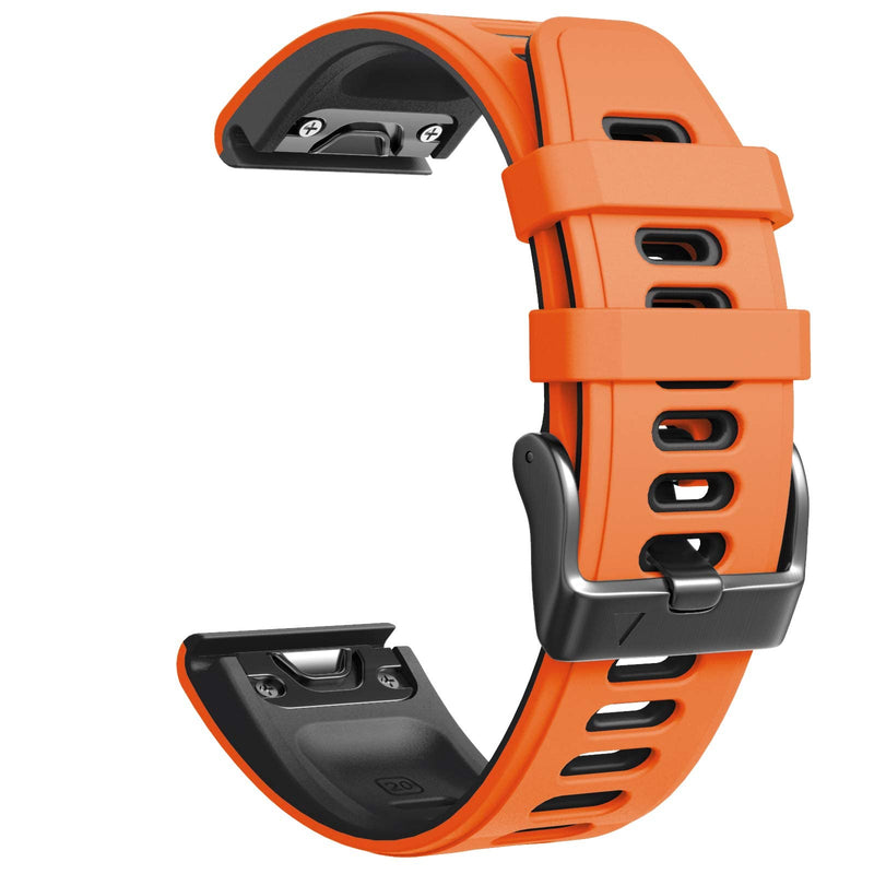 [Australia - AusPower] - ANCOOL Compatible with Fenix 7S Band Two-Tone Soft Watch Band Replacement for Fenix 5S/Fenix 5S Plus/Fenix 6S/Fenix 7S/Fenix 6S Pro Smartwatches (Orange-Black) Orange-Black 