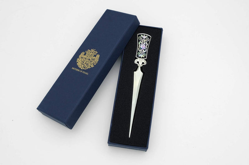 [Australia - AusPower] - Inlay with Mother of Pearl Metal Steel Office Knife Hand Cutter Blade Envelope Letter Opener (Arabesque New) 