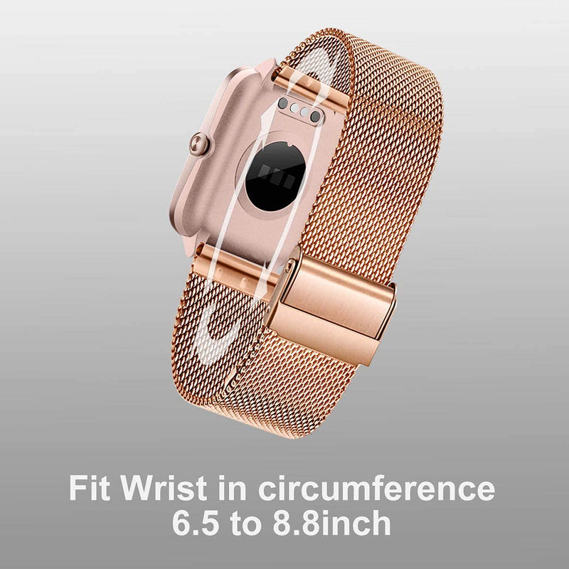 [Australia - AusPower] - smaate Mesh Stainless Steel Smart Watch Bands Replacement Compatible with VERYFITPRO ID205S ID205L ID205 ID205U ID215G, Stylish Milanese Watch Strap for Women with Quick Release Spring Bar 19mm, Rose Gold 