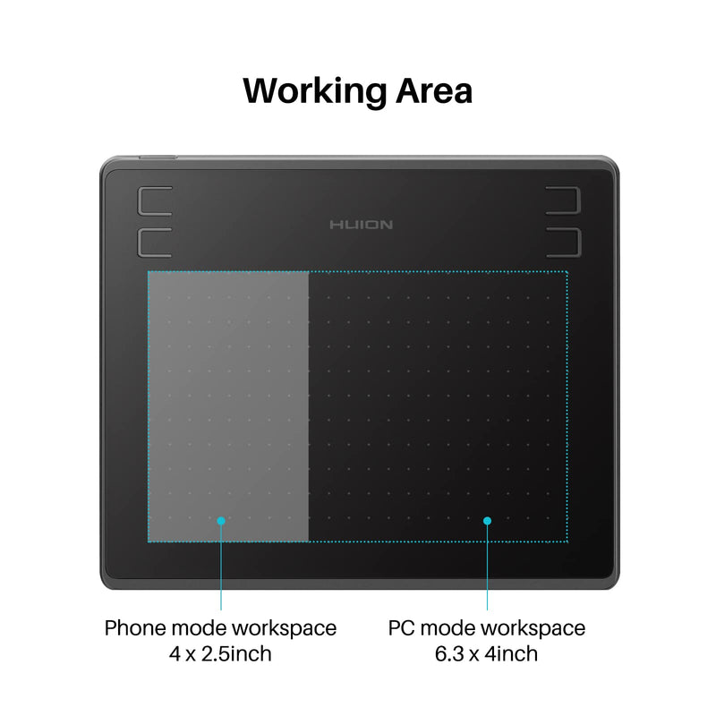 [Australia - AusPower] - HUION HS64 Graphics Drawing Tablet with Battery-Free Stylus 8192 Pressure Sensitivity 4 Customized Express Keys Glove for Beginner, 6.3×4 Inch OSU Tablet for Linux, Mac, Windows PC and Android 