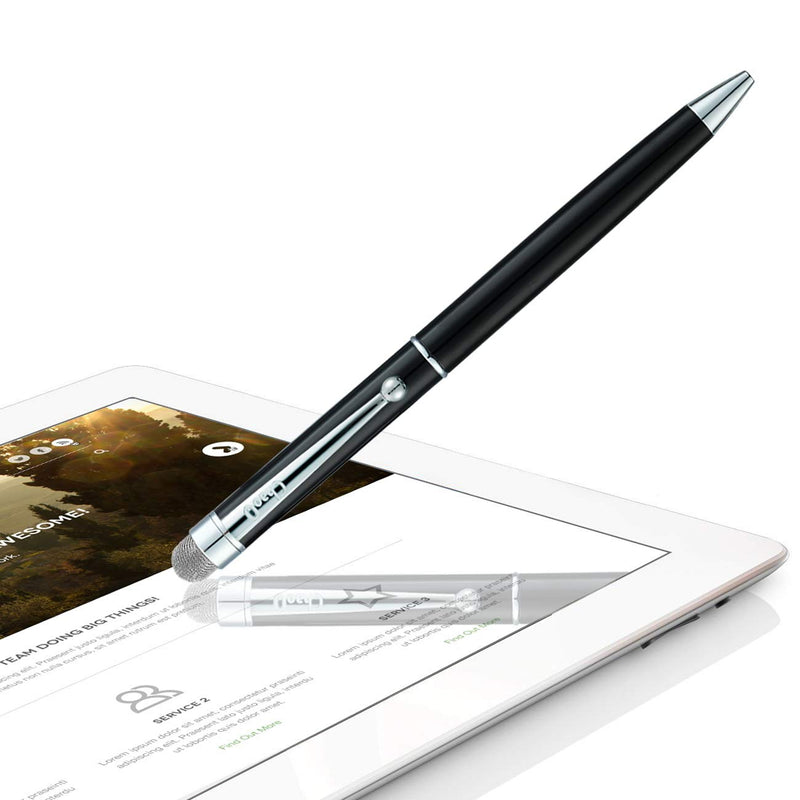 [Australia - AusPower] - ChaoQ Stylus Pen, 4 Pcs Hybrid Mesh Fiber Tip Stylus Pens and Ballpoint Pens for Touch Screen Devices with 6 Extras Mesh Fiber Tips 6 Rubber Tips (4 Pens and 12 Tips) - Black, White, Red, Blue Black, Blue, Red, White 