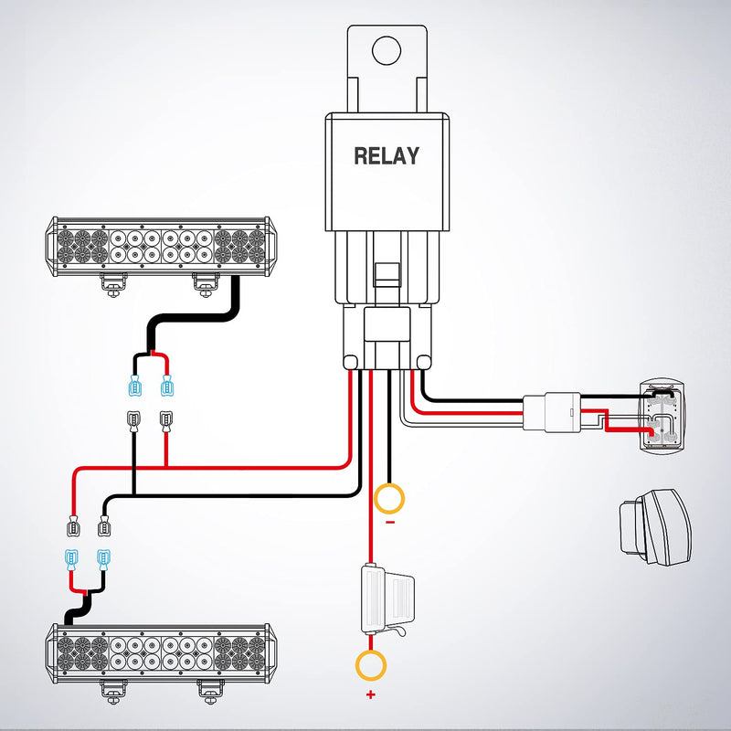 [Australia - AusPower] - Nilight 10011W 16AWG Wiring Harness Kit-2 Leads LED Light Bar 12V On/Off 5 Pin Rocker Switch Power Relay Blade Fuse for Jeep Boat Trucks, 2 Years Warranty 16AWG Wiring Harness Kit - 2 Leads 