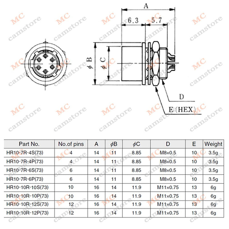 [Australia - AusPower] - MCcamstore HR10A-7R-4S 4pin Panel Mount Female Socket, Aviation 4pin Connector for Hirose 4pin Plug Connector(HR10A-7R-4S) 