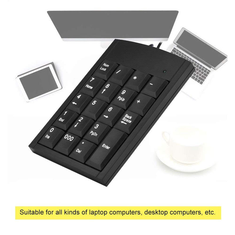 [Australia - AusPower] - Wired USB Number Pad, 19 Keys Mini Portable Numeric Keypad, External Number Keyboard for Laptop Desktop Notebook Computer PC, Plug and Play 