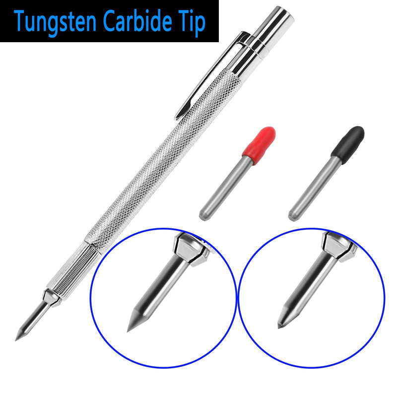[Australia - AusPower] - guti-more GUTIMORE 2 Pack Tungsten Carbide Scriber with Magnet,with Extra 20 Replacement Marking Tips and 8Inches Ruler, Etching Engraving Pen for Glass/Ceramics/Metal Sheet 