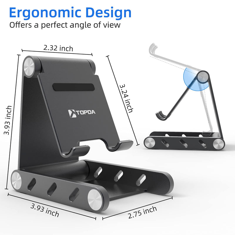 [Australia - AusPower] - Cell Phone Stand Adjustable Cell Phone Holder Mobile Phone Holder Foldable Tablet Stand Desktop Phone Holder Aluminum Tablet Holder Cellphone Stand Compatible with 3.5"-11" Device 