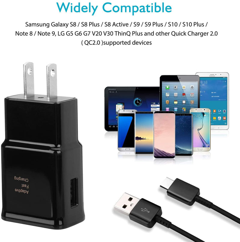 [Australia - AusPower] - Adaptive Fast Android Phone Charger with C Type Fast Charging Cable for Samsung Galaxy S10/S9/S8/S10e/S10+/S8+/S9+/Note 8 9 10 20/S22/S21/S21+/S21 Ultra/ S20 (2 Pack) 