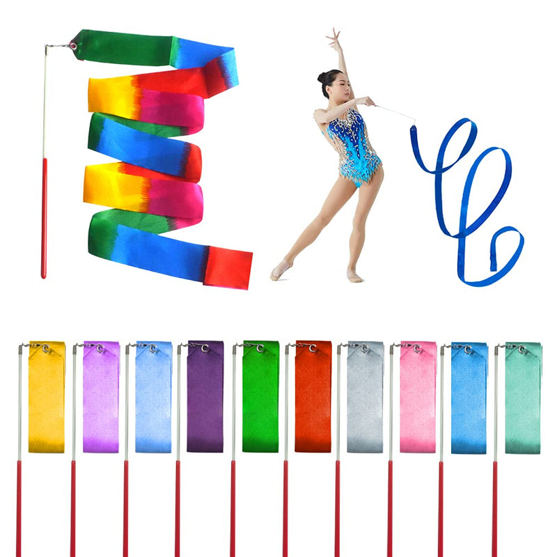 [Australia - AusPower] - BANBALLON 20 PCS 6. 6Ft Gymnastics Ribbon Multi-Colored Dance Ribbon Streamers for Kids Art Dance 
