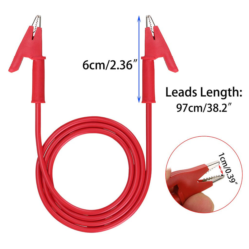 [Australia - AusPower] - Sumnacon 5 Pcs Dual Ended Crocodile Alligator Clips, 15A Test Lead Wire Cable with Insulators Clips, 5 Colors 3.3 ft/1m Test Flexible Cable with Protective Jack Copper Clamps for Electrical Testing 