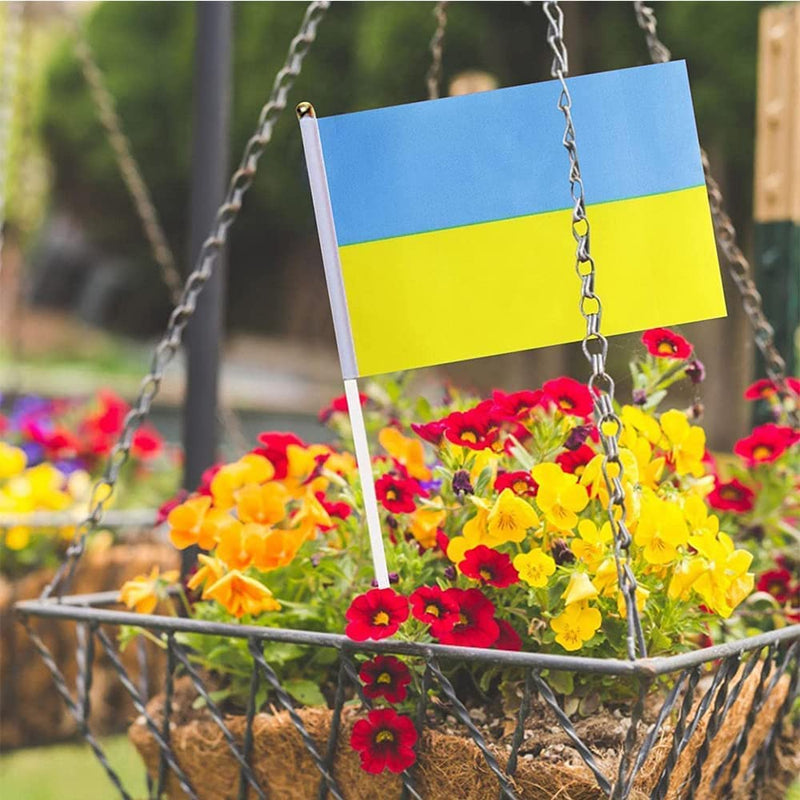 [Australia - AusPower] - 20pcs Mini Ukraine Flag 14'' x 21cm'',Ukraine Hand Held Flags Banner with Stick ,Vivid Color and UV Fade Resistant 