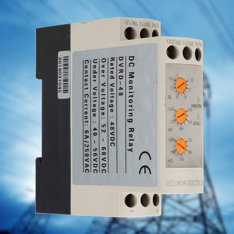 [Australia - AusPower] - Voltage Monitoring Relay DC 12V/24V/36V/48V Over-Voltage and Under-Voltage Protection Relay 35MM Guide Rail 13-17V 10-14V(DC48V) DC48V 