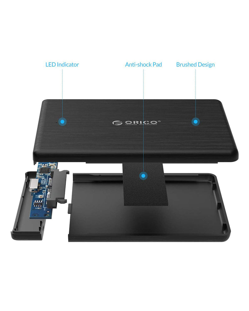 [Australia - AusPower] - ORICO USB3.0 to SATA III 2.5" External Hard Drive Enclosure for 7mm and 9.5mm 2.5 Inch SATA HDD/SSD Tool Free [UASP Supported] Black(2189U3) USB 3.0 