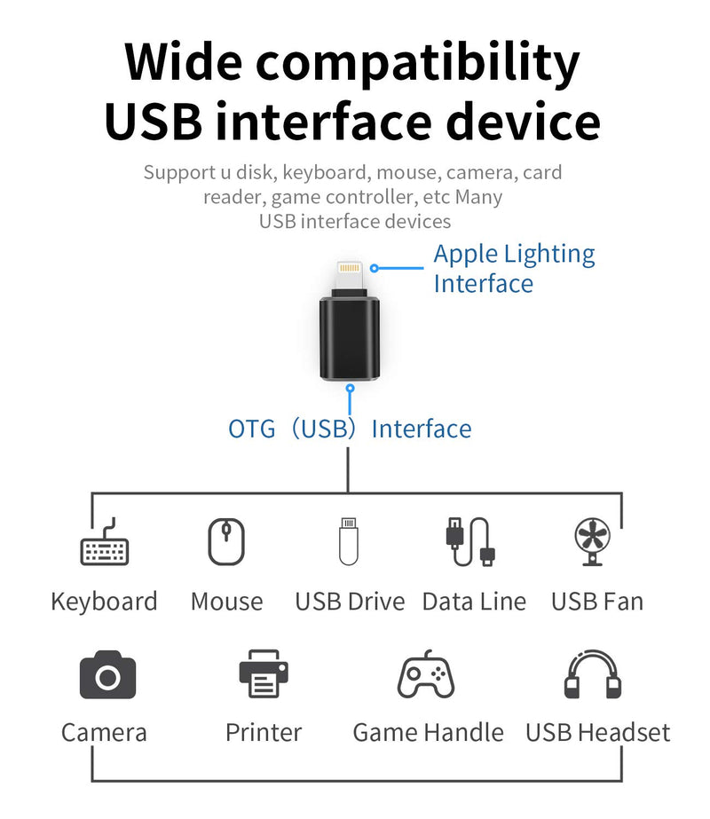 [Australia - AusPower] - Lightning Male to USB Female Adapter OTG Cable for Apple iPhone 11 12 Mini max pro xs xr x se2 7 8plus Ipad air3 A Camera Memory Stick Connector Keyboard and Mouse Flash Drive Connection Kit Splitter 