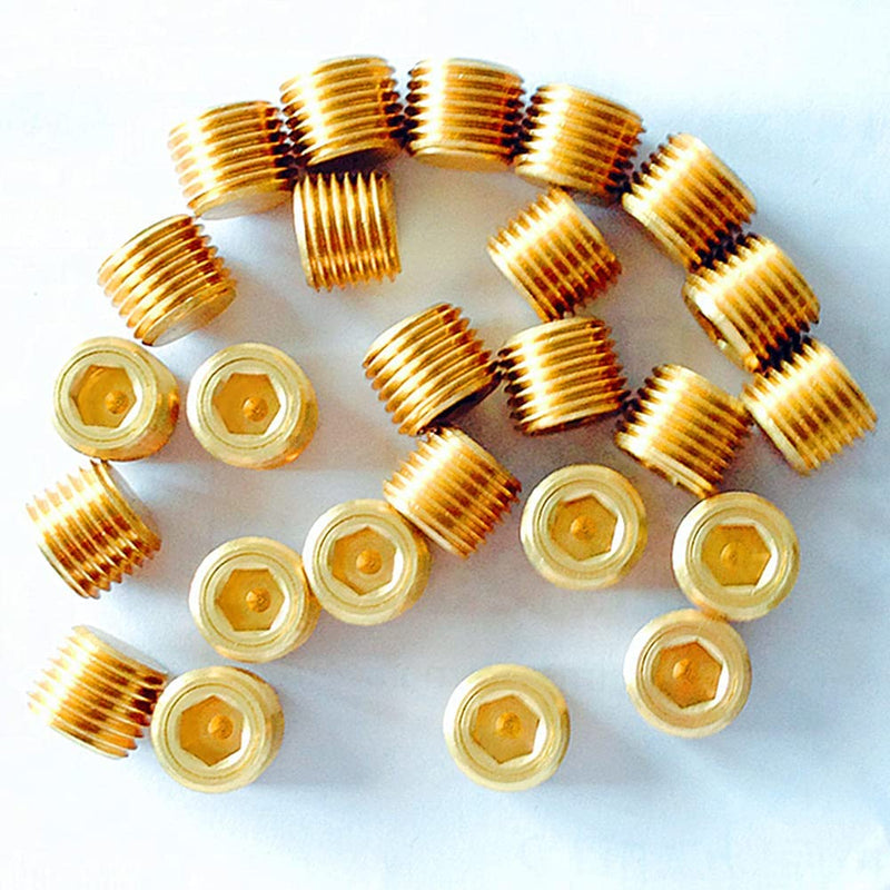 [Australia - AusPower] - ANPTGHT 1/2" NPT Plug Brass Pipe Fitting, Counter sunk Thread Internal Hex Head Style Male Pipe (Pack of 3) 1/2inch 3 Pcs 