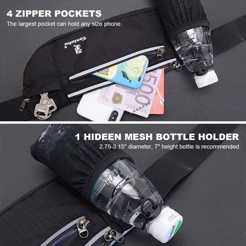 [Australia - AusPower] - Peicees Fanny Pack with Water Bottle Holder Waist Bag for Men Women Water Resistant Lightweight Reflective Adjustable Running Belt Headphone Bag Travel Pocket for Outdoor Camping Fitness Hiking Green 