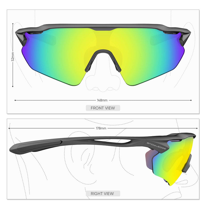[Australia - AusPower] - Cycling Glasses with 5 Lenses, UV400 Polarized Sports Sunglasses with TR90 Frame Large Black-revo Gold 
