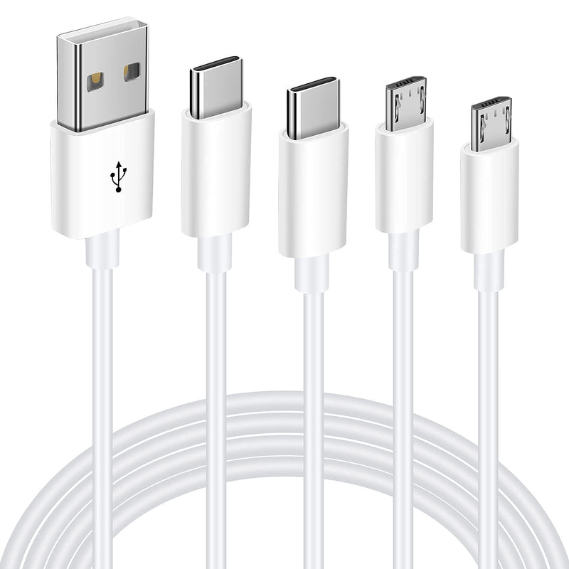 [Australia - AusPower] - Multiple USB Charging Cable, 4 in 1 USB Charger Cable Adapter Connector, with 2 Micro USB and 2 Type C for Android Phones Samsung Galaxy S7 Edge / S7 / S6 Edge / S6 (White) FLEAVER White 