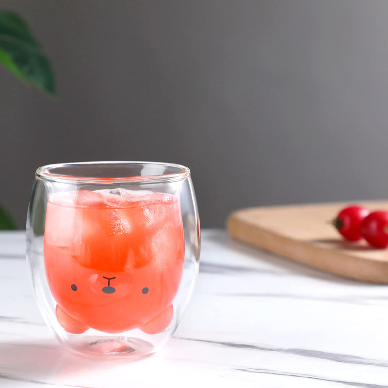 [Australia - AusPower] - Cute Mugs Glass Double Wall Insulated Glass Espresso Cup, Coffee Cup, Tea Cup, Milk Cup, Best gift for Office and Personal Birthday (Bear) Bear 