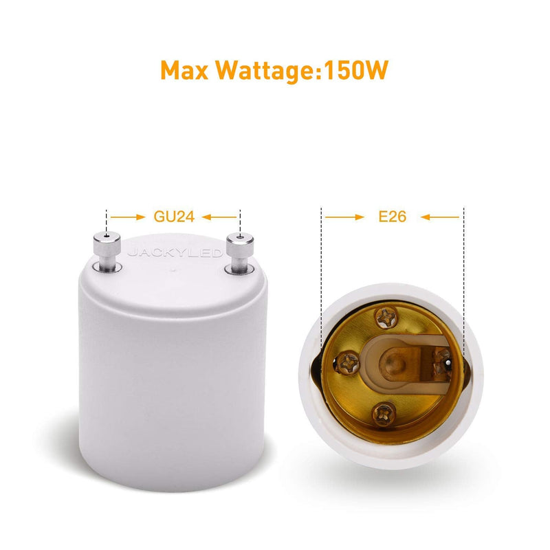[Australia - AusPower] - 2 Pack JACKYLED GU24 to E26 Adapter, Up to 392? Heat Resistant Converts GU24 Bi-Pin Based Fixture to E26 E27 Standard Screw-in Socket Adapter 2 Pack 