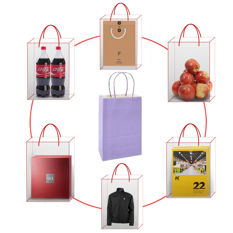 [Australia - AusPower] - AZOWA Gift Bags Large Kraft Paper Bags with Handles (9.8 x 7.5 x 3.9 in, Light Purple, 25 Pcs) Medium (Pack of 25) 