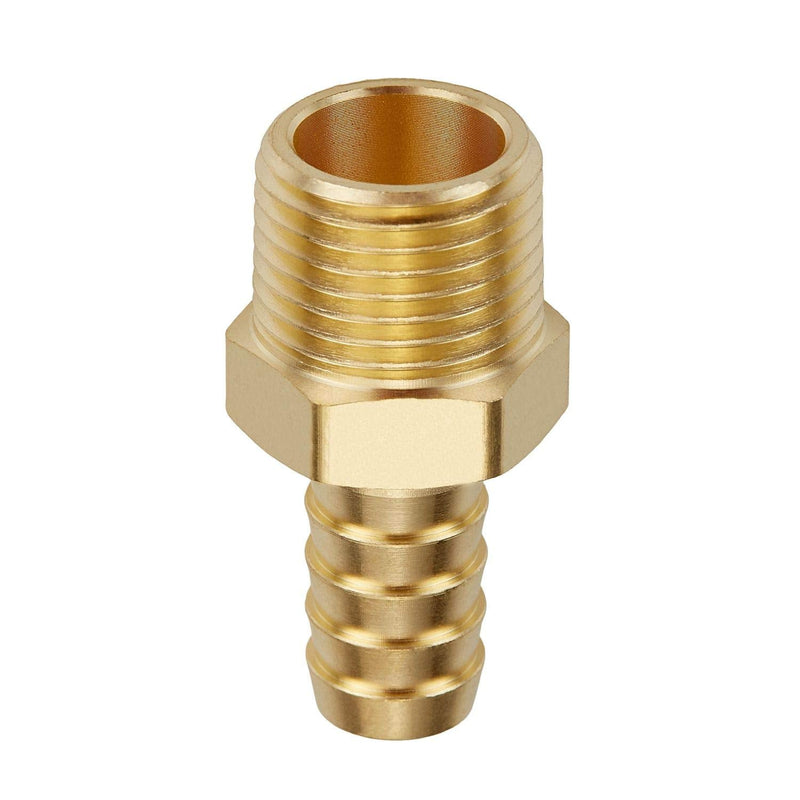 [Australia - AusPower] - Litorange 4 PCS Solid Brass Pipe Fitting and Air Hose End Fitings 1/2" Barb x 1/2" NPT Male Thread Pipe Adapter 