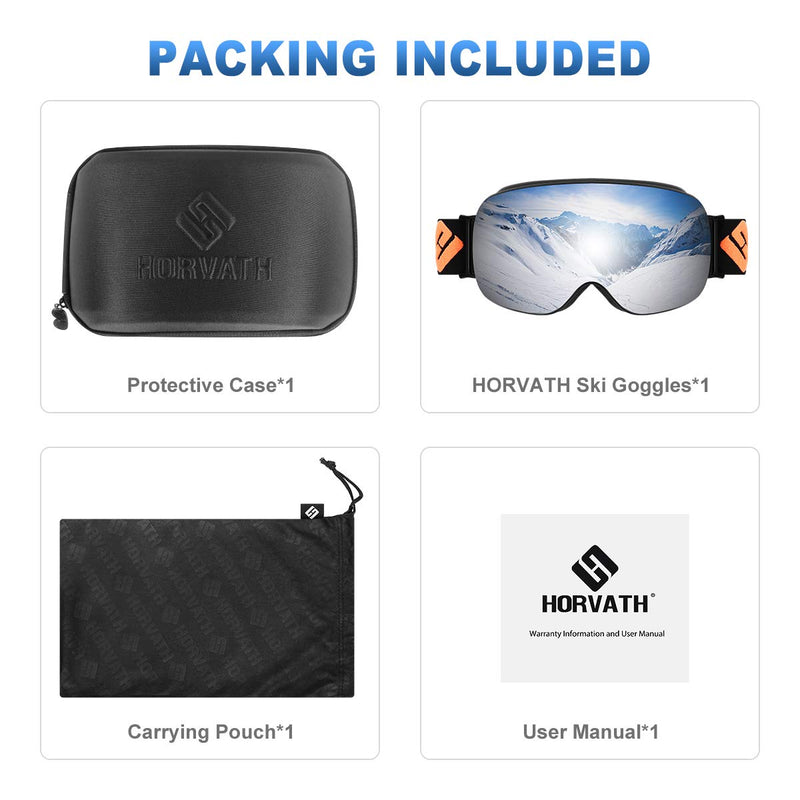 [Australia - AusPower] - SH HORVATH Ski Snowboard Goggles Magnetic Mirrored Lens 120s Anti-Fog for Adult Black and Orange VLT15% Silver 