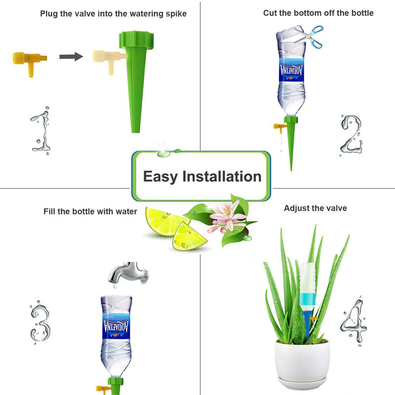 [Australia - AusPower] - Adjustable Self Watering Spikes, Indoor Outdoor Plastic Bottle Automatic Garden Plants Drip Irrigation Slow Release System/Works as Watering Bulbs or Globes Stakes with Screw Valve-12 Pack 