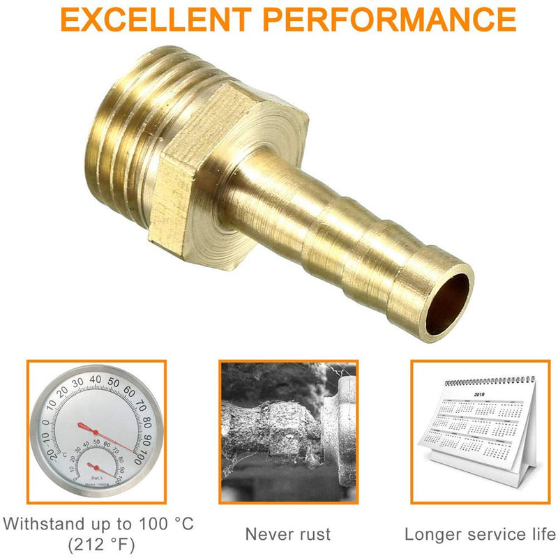 [Australia - AusPower] - ZLYY 5Pcs Air Hose Fittings, 1/4" G to 1/4" Barb, Hose Barb Adapter, Brass Pipe Fittings Male Threaded End 