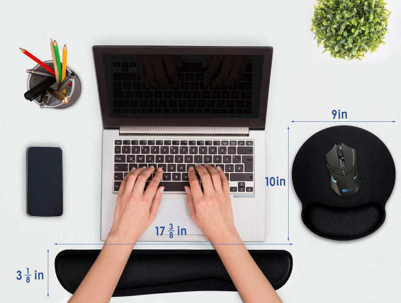 [Australia - AusPower] - Ergonomic Mouse Pad with Wrist Support, Premium Memory Foam Keyboard Wrist Support Bar and Mouse Wrist Rest Pads Set- for Comfortable Typing &Wrist Pain Relief Mouse Pad with Wrist Support Bar 1 