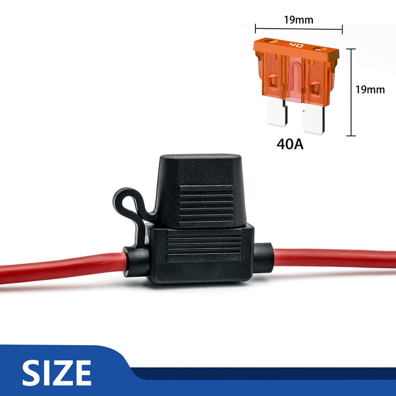 [Australia - AusPower] - 10 AWG Inline Fuse Holder - 12 Volts Fuse Holder for 40A Blade Fuse (6 Pack) 10 AWG 