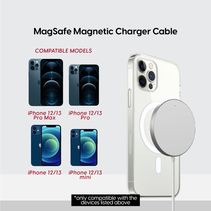 [Australia - AusPower] - TALK WORKS Compatible with MagSafe Charger for iPhone 12, 13 with 6ft USB-C Cable Connected (No Wall Adapter) Magnetic Fast Charge Cord for Apple iPhone 13, 12 Pro/Max, Mini & Mag Safe Cases - White 