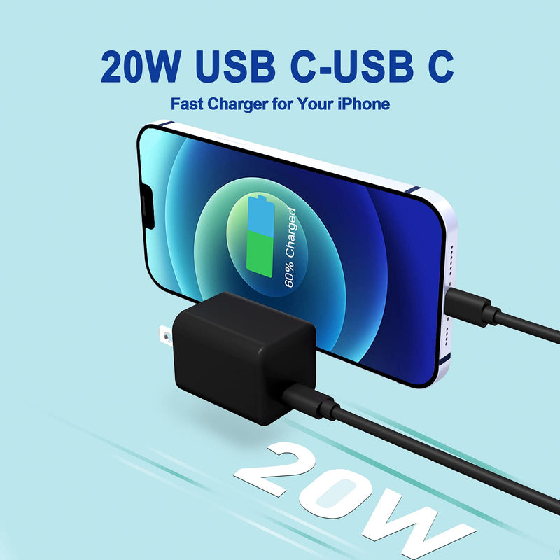 [Australia - AusPower] - iPhone Fast Power Adaper, 2-Pack 20W USB C Fast Wall Charger for iPhone 13/13 Mini/13 Pro/13 Pro Max/12/12 Mini/12 Pro/12 Pro Max/iPad Pro 2020, Google Pixel 4/3,Galaxy S10 / S9 Black 