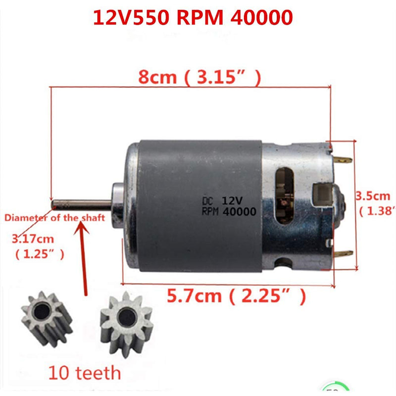 [Australia - AusPower] - weelye 2 Pcs 12V550 RPM 40000 with High Torque 12 Volt DC Motor, SUV Parts Electric Electric Motor , Suitable for RC Car Children Ride on Toys Replacement Parts 