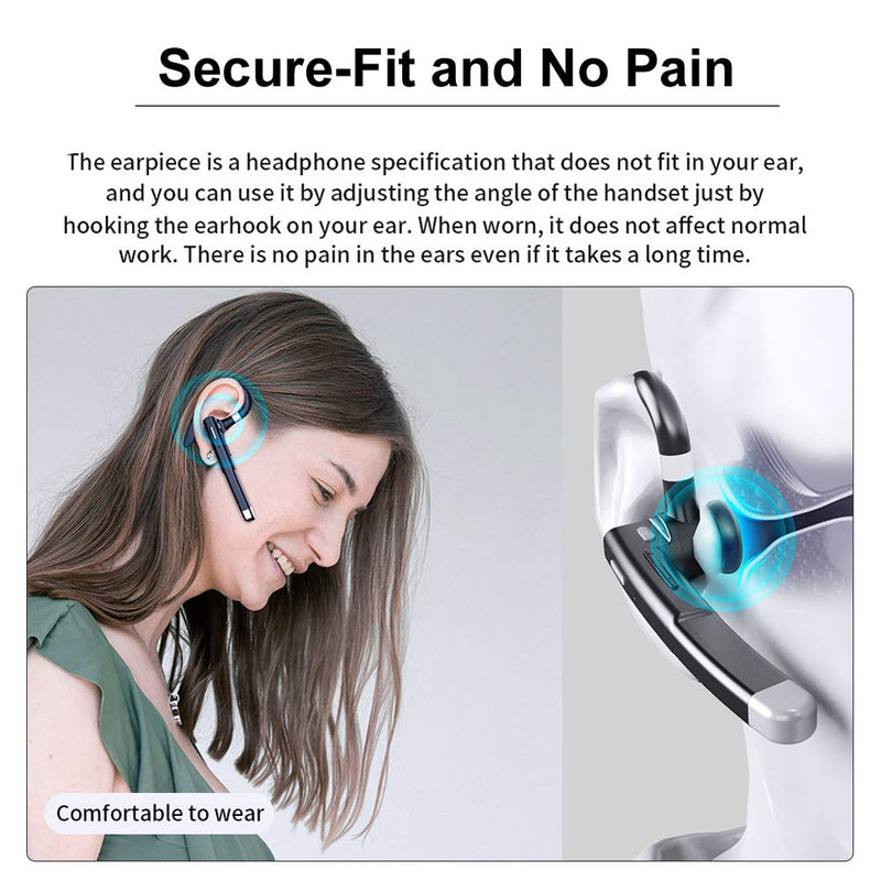 [Australia - AusPower] - Wireless Headset Business Earpiece 30Hrs Playtime with 450mAh Charging Case Built-in Mic Noise Cancelling Headphone 5.0 Handsfree Sports Earphone for Android iOS Driving Trucker Driver Business Office 