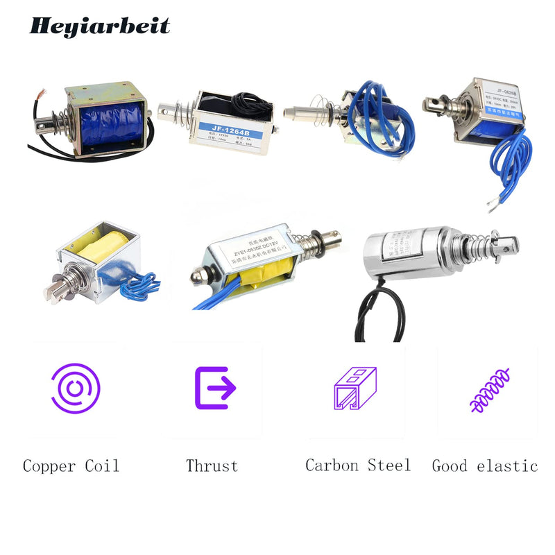 [Australia - AusPower] - Heyiarbeit DC 24V 25N Push Pull Type Solenoid Electromagnet 1A 24W 10mm Stroke Open Frame Solenoid, Linear Motion, JF-S1040DL-24V 