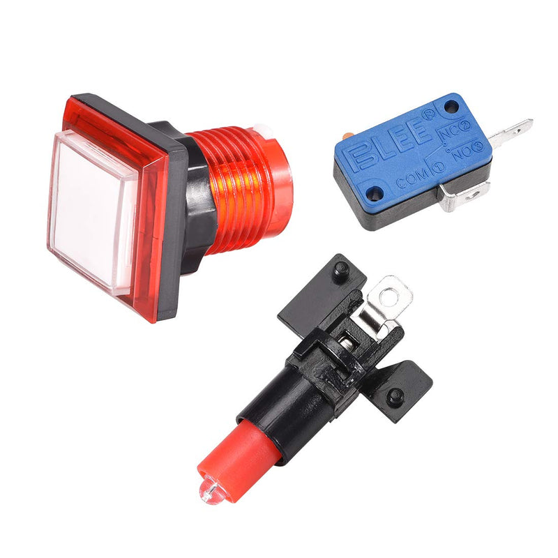 [Australia - AusPower] - uxcell Game Push Button 34x34 Square 12V LED Illuminated Push Button Switch with Micro switch for Arcade Video Games White Red 5pcs 