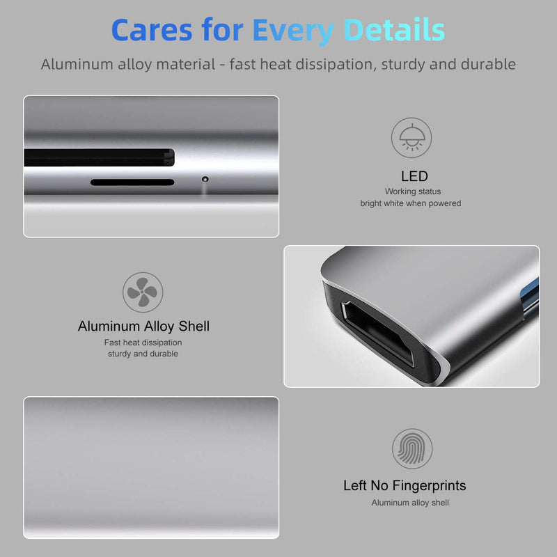 [Australia - AusPower] - WALNEW USB C Hub, MacBook Pro USB C Adapter, 7-in-1 Type C Hub with 4K USB-C to HDMI, 3 USB 3.0 Ports, SD/TF Card Reader, 100W PD Dock for MacBook Pro/Air(Thunderbolt 3)/ Type C Devices Gray 
