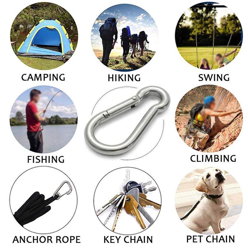 [Australia - AusPower] - GRANDBUY 4 Inch Spring Snap Hook Carabiner, 304 Stainless Steel Snap Hook Heavy Duty Carabiner Clip, Stainless Steel Spring Snap Hook Carabiner Carabiner Outdoor, Pack of 2 