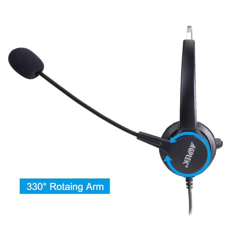 [Australia - AusPower] - AGPtEK® Hands-Free Call Center Noise Cancelling Corded Monaural Headset Headphone for Desk Telephone with 4-Pin RJ9 Crystal Head Headset Replacement 