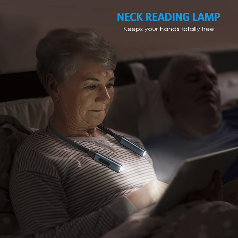 [Australia - AusPower] - AMIR Newest Version 8 LED Neck Reading Light, Book Light for Reading in Bed, 3 Colors, Brightness Adjustable, Bendable Arms, Rechargeable, Perfect for Reading, Knitting, Camping, Repairing 