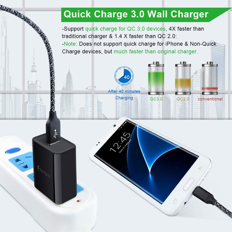 [Australia - AusPower] - 3Pack Quick Charge 3.0 Fast Charging Block Brick Wall Charger Plug Adaptive AC Adapter Power Cubes for iPhone Samsung Galaxy S22 S21 S20 FE S10 S9 S8 S7 Note 20 Ultra A13 A02S A10E A20 A21 A50 A51 Black 