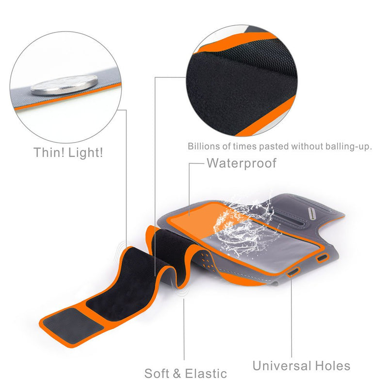 [Australia - AusPower] - DEDENI Water Resistant Sports Armband 5.5 Inch for iPhone 7 Plus, 6s Plus, 6 Plus, Running Exercise Multifunction Phone Case for Android Phones (Orange) Orange 