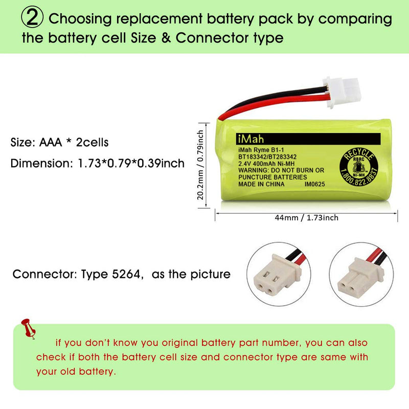 [Australia - AusPower] - iMah BT183342/BT283342 BT166342/BT266342 BT162342/BT262342 Cordless Phone Battery Compatible for VTech CS6114 CS6419 CS6719 CS6719-2 AT&T EL52300 CL80112, 4-Pack 