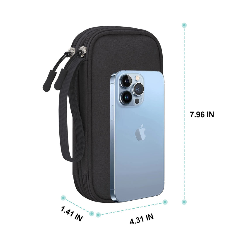 [Australia - AusPower] - Elonbo Electronic Organizer, Travel Cable Pouch Bag Electronics Accessories Carry Case Portable Tech Gadgets, Double Layers All-in-One Storage Bags for Cables, Cord, Charger, Earphone, Black 
