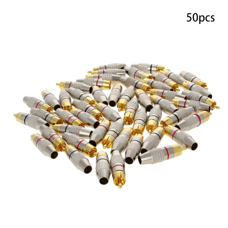 [Australia - AusPower] - Fielect 50Pcs RCA Male Connector Plug with Spring Coax Audio Solder Adapter Gold 