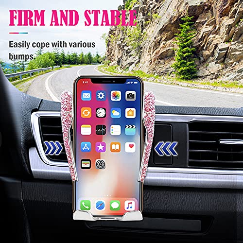 [Australia - AusPower] - eing Bling Car Phone Mount,Cell Phone Holder for Car,Wireless USB Car Charger,Dashboard Cup Phone Holder,Automatic Clamping Fast Charger Compatible with iPhone Xs Max XR X 8 - Pink B-Pink 
